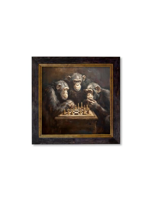 Exceptional Art The Chess-Playing Chimps - Oxford Square Frame