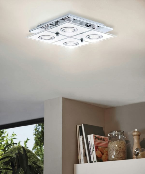 EGLO Cabo 4-Light LED Chrome/Satin Ceiling Light