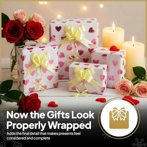 50mm Light Yellow Pull Bows, Multi-Pack Ribbon Gift Bows for Wrapping, Hampers and Décor image 5