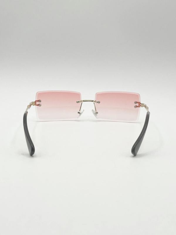 Frameless Square Sunglasses in Pink - svnx