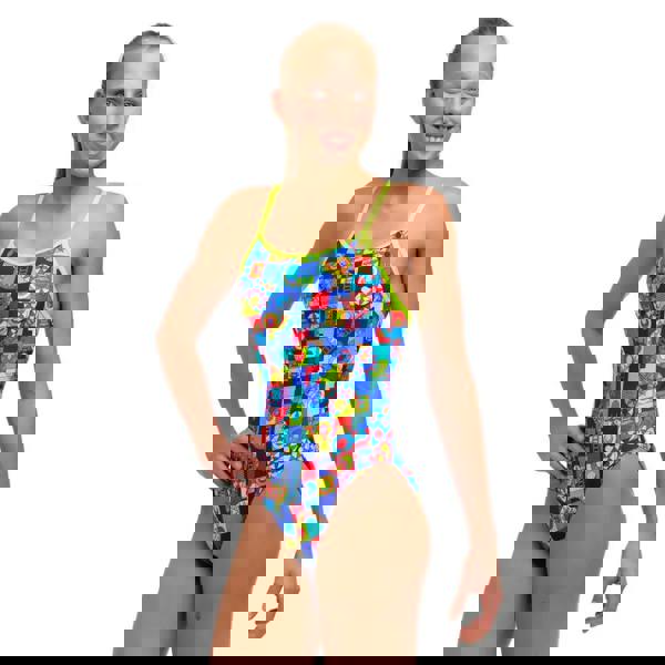 Funkita Girls Bored Games Diamond Back Swimsuit - Blue/Multi