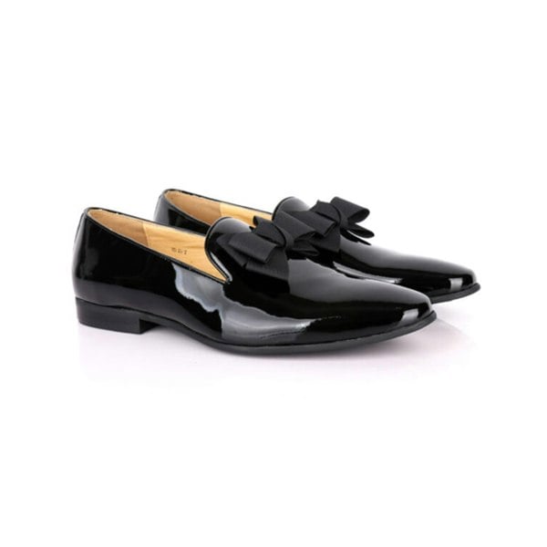David WeJ Alfred Patent Bow Tie Loafers - Black