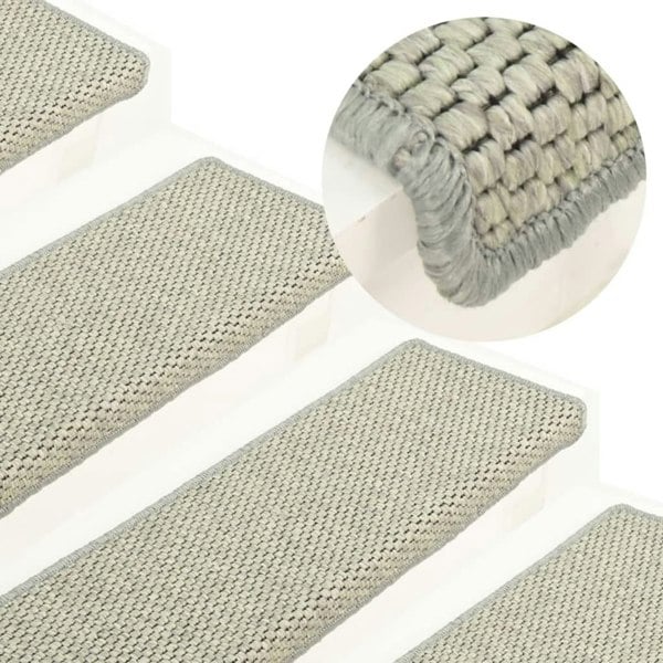 Berkfield Stair Mats Self-adhesive Sisal-Look 15 pcs 65x21x4 cm Grey