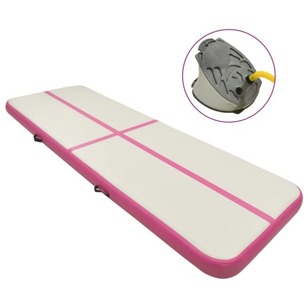 Berkfield Inflatable Gymnastics Mat with Pump 400x100x20 cm PVC Pink
