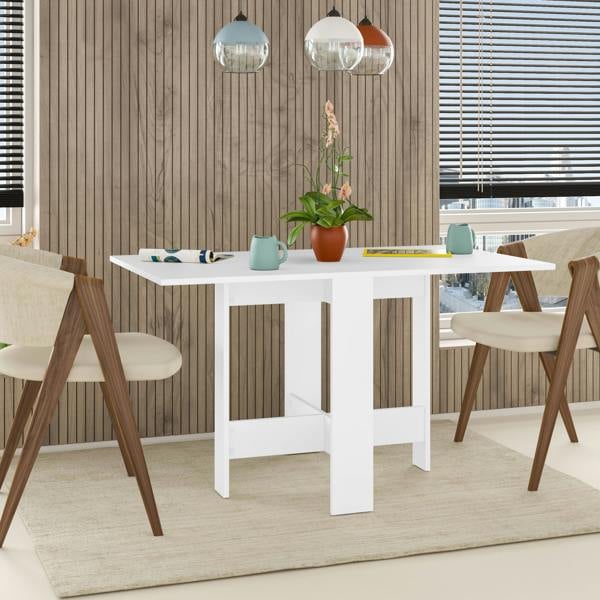 Decortie Artemio Foldable Table White Rectangular Shape Engineered Wood Folding Table 130(W)x76(D)x73.4(H)cm Kitchen Dining Room