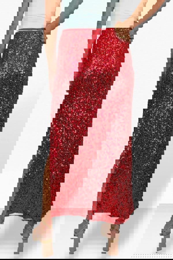 Paulo Due Women's Sequin Maxi Skirt with Side Slit