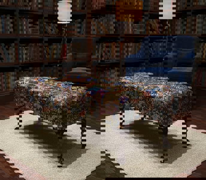 ISTOOLS Premium Stained Glass Footstool Ottoman – Stylish Seating Bench & Coffee Table (Non-Storage)