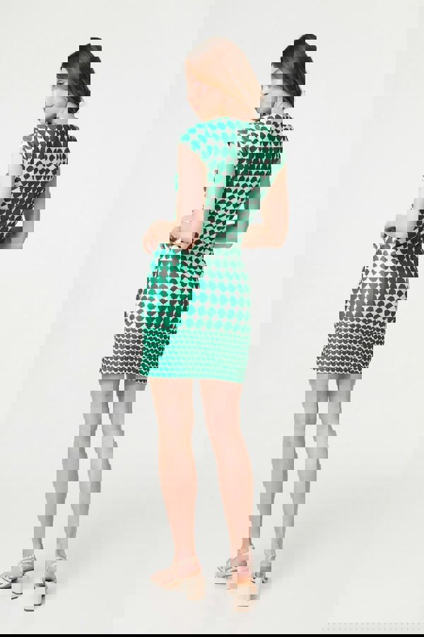 Green | Polka Dot Faux Wrap Shift Dress