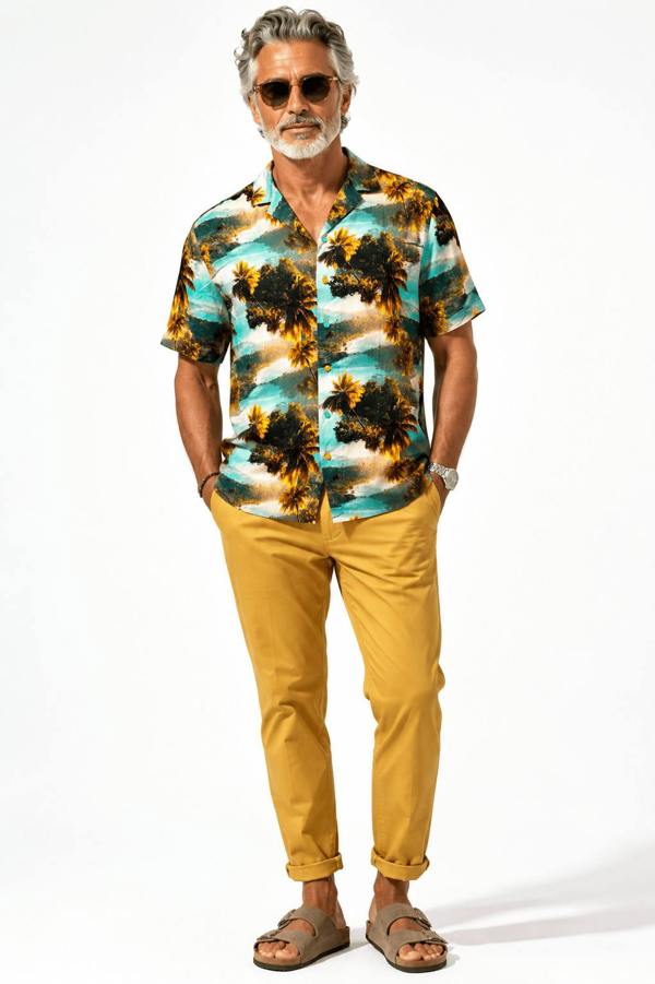 THE GOLDEN PALM TREES HAWAIIAN SHIRT - Claudio Lugli Shirts