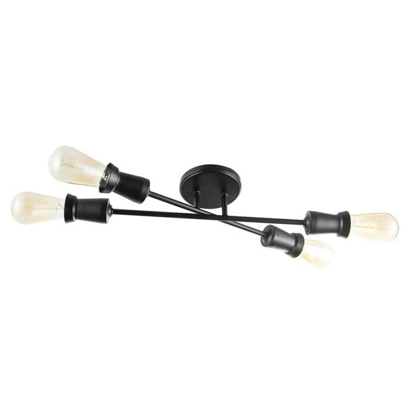 Industrial Vintage Matte Black Ceiling Light with Straight Metal Arms Image 1