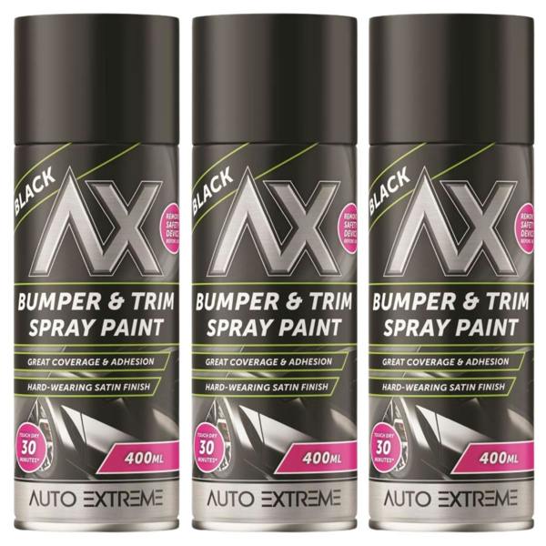 Rapide 3X Auto Extreme Bumper & Trim Black Spray Paint 400ml