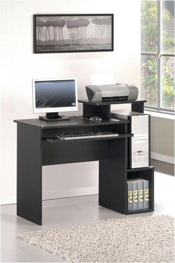 WALPLUS Econ Multipurpose Home Office Computer Writing Desk w/Bin, Black/Brown, /BR Crafted for Practical Use and Stylish Living Spaces | 12095BK
