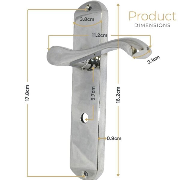 EDH Door Hardware Cadenza Victorian Scroll Door Handles Polished Chrome – Lever Latch, Bathroom Lock & 3 Lever Lock Sets