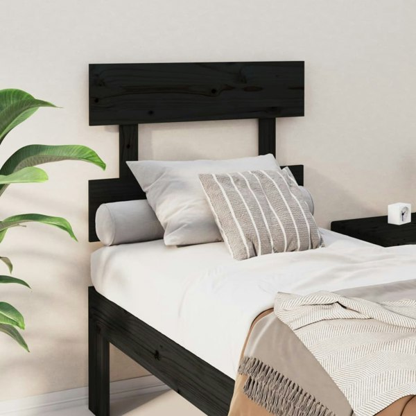 Berkfield Bed Headboard Black 93.5x3x81 cm Solid Wood Pine