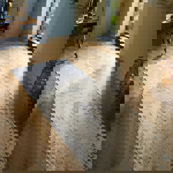 Eco-Washable Grey Rug Abstract Design