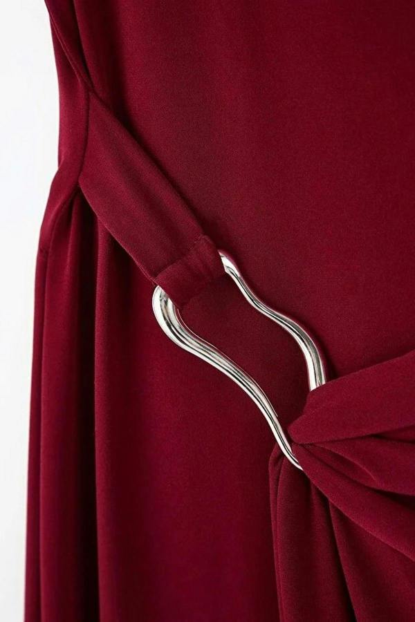 WOVCOR Bodycon Midi Accessory Detail Knitted Plus Size Dress