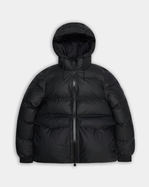 Rains Alta Womens A - Line Puffer Jacket - 01 Black | CHO | Designer Womens Puffer Jackets