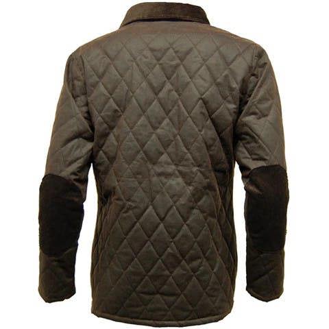Game Zara Quilted Wax Jacket in Brown showing diamond quilt design and waxed finish for country style