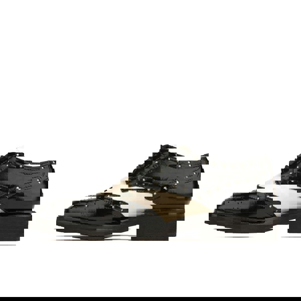 Embassy London Eton - Cream & Black - Women's square toe leather lace up in white & black