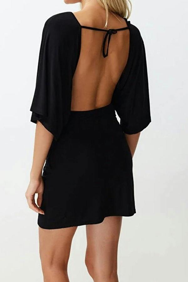 WOVCOR Fitted Mini Knitted Ruched Beach Dress