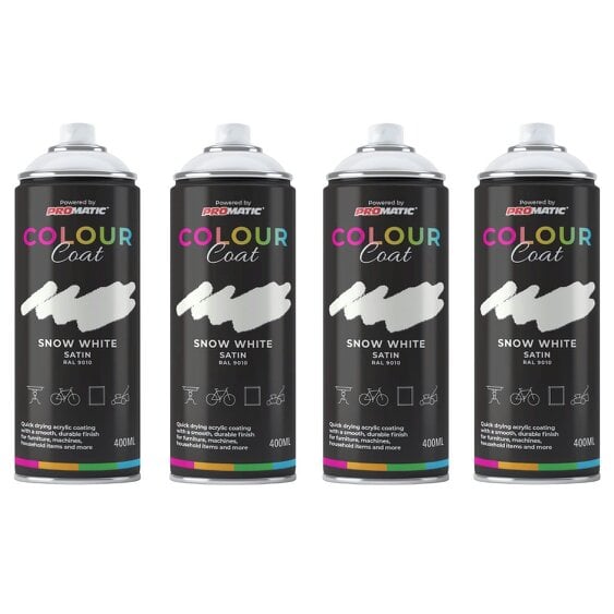 Colour Coat 4X Snow White RAL 9010 Satin Spray Paint 400ml