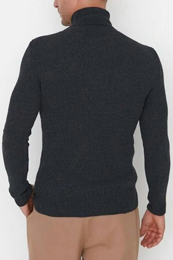 WOVCOR Slim Fit Turtleneck Ribbed Knit Men's Sweater