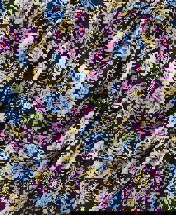 ROUCHE SIDE WRAP MIDI DRESS BLACK MULTICOLOUR Detail