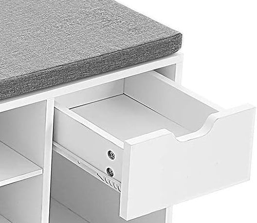 Modcraft Shoe Storage Bench with Cushion, Drawer & Open Compartments for Hallway and Bedroom