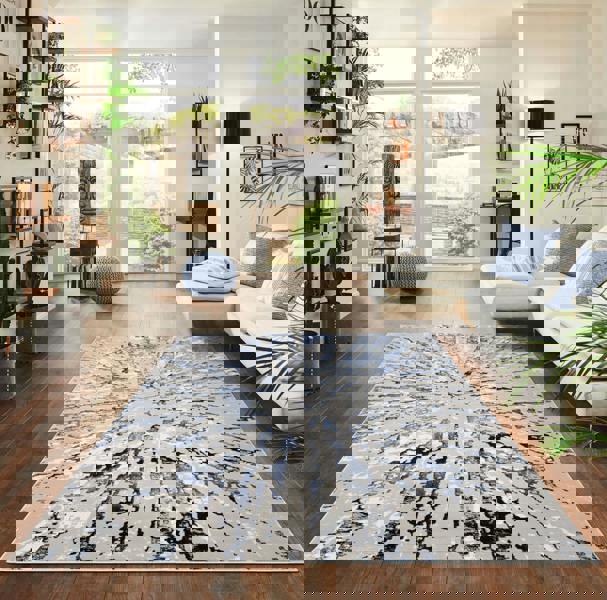 Smart Living Sunset Modern Shimmer Rug - Blue