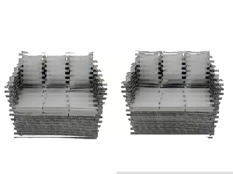 Fimous 10 Seater U Shape Rattan Sofa Set Outdoor Garden Furniture Patio Dining Table Dark Grey Mixed