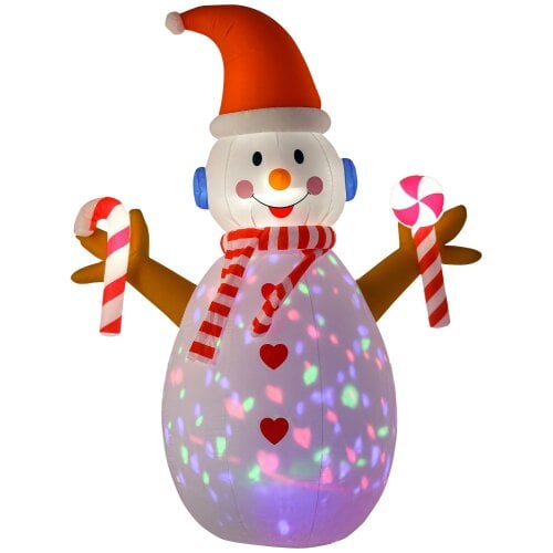 HOMCOM Christmas Inflatable Snowman, Rotating Lighted Indoor Outdoor  Decoration