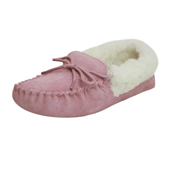 Eastern Counties Leather Womens/Ladies Soft Sole Wool Lined Moccasins - Pink - 