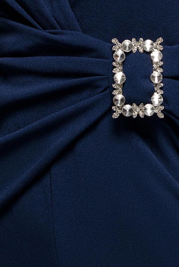 Buckle Plunge Bow Detail Jumpsuit - Navy Blue TR248VP