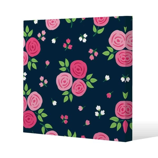 Benjamin Tate Design Rose Bud Pattern Slim Style Canvas Print  50x50cm , 15mm Slim Real wood.