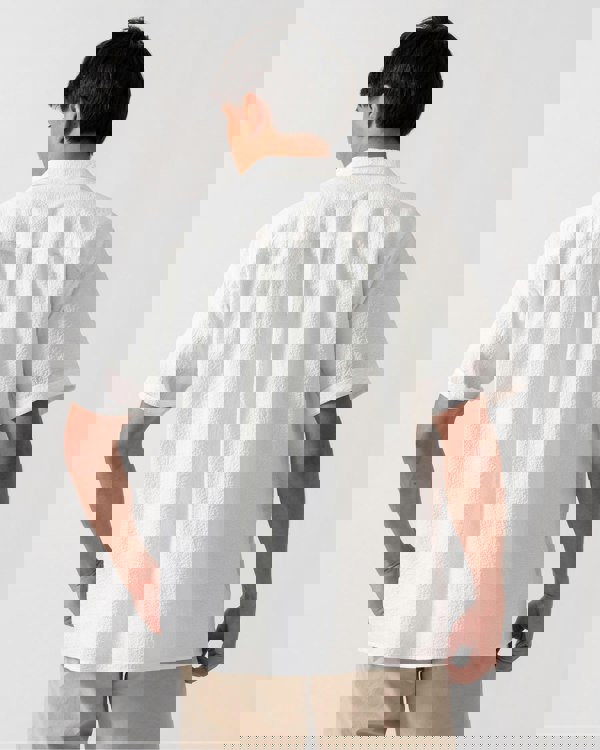 Oliver Sweeney Ravenshead Mens Cotton Seersucker Short Sleeved Shirt - White