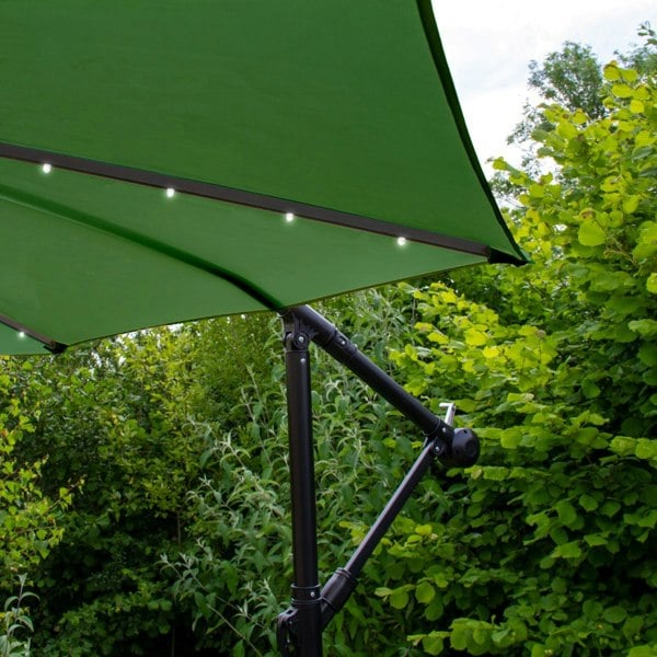 Monstershop Green 3m LED Cantilever Parasol With Fan Base