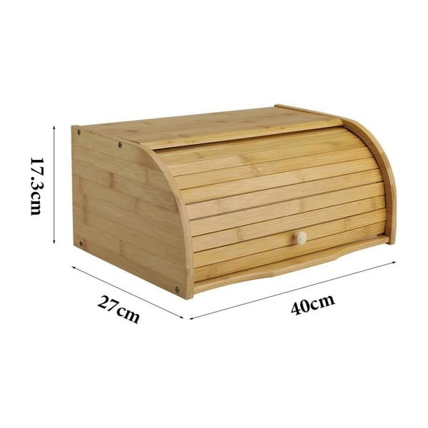 Living and Home Wooden Roll Top Bread Bin Box Food Storage Box