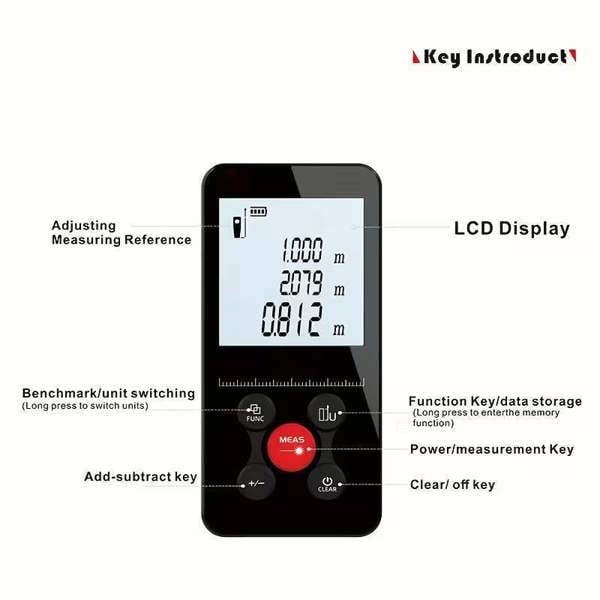 Dyzi Digital Laser Rangefinder 50–120m USB Rechargeable Black