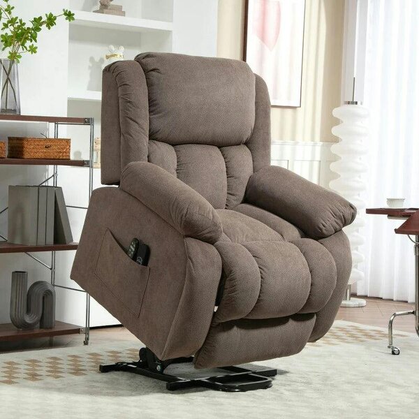 Recliner Armchair Lift Chair, Electric Recliner Chair with Vibration Massage and Heat, Wide Seat, USB Port, Light Brown - Tan