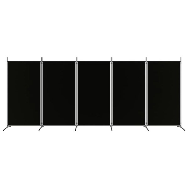 Berkfield 5-Panel Room Divider Black 433x180 cm Fabric