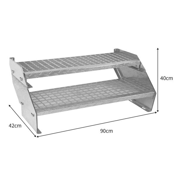Monstershop Adjustable 2 Section Galvanised Staircase - 900mm Wide