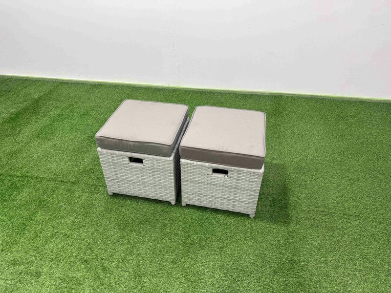 Fimous 10 Seat Rattan Outdoor Garden Furniture Corner Sofa Set Adjustable Lifting Dining or Coffee Table Set with 3 Footstools Light Grey