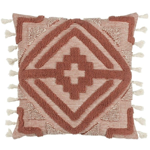 Furn Kalai Tufted Tassel Cushion Cover - Brick Red