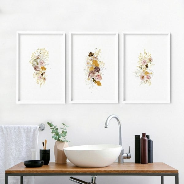 Prints for bathroom wall | set of 3 Shabby Chic wall art