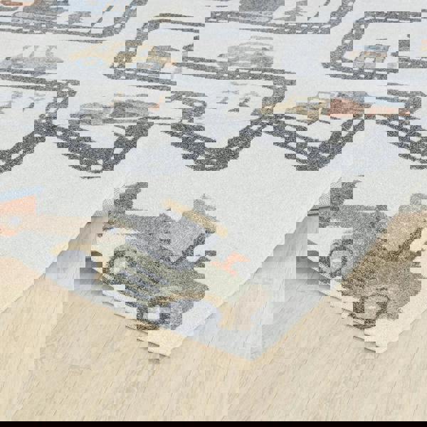 Livabliss Lillian-Kids Beige Grey Orange Blue Washable Rug for Children's Rooms