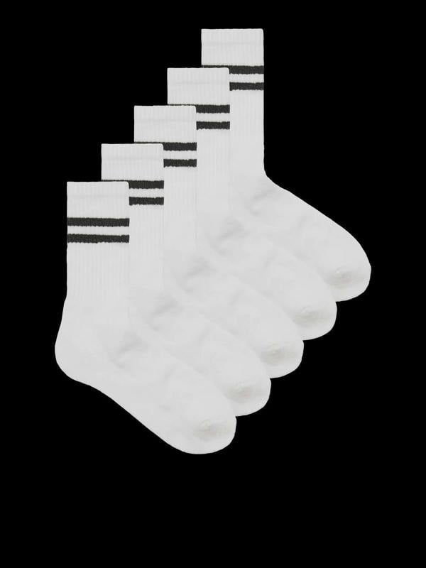 Jack & Jones Regan Stripe Tennis Socks 5 Pack - White