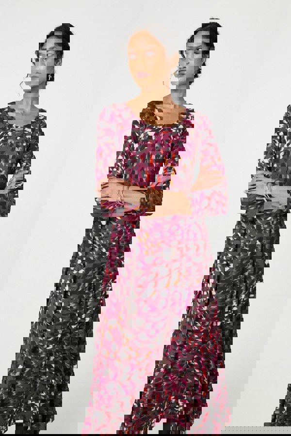 Red | Animal Print Hanky Hem Jersey Dress
