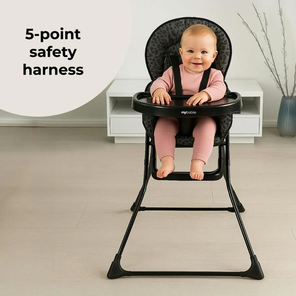 MBHC1 Compact Highchair - Black Leopard