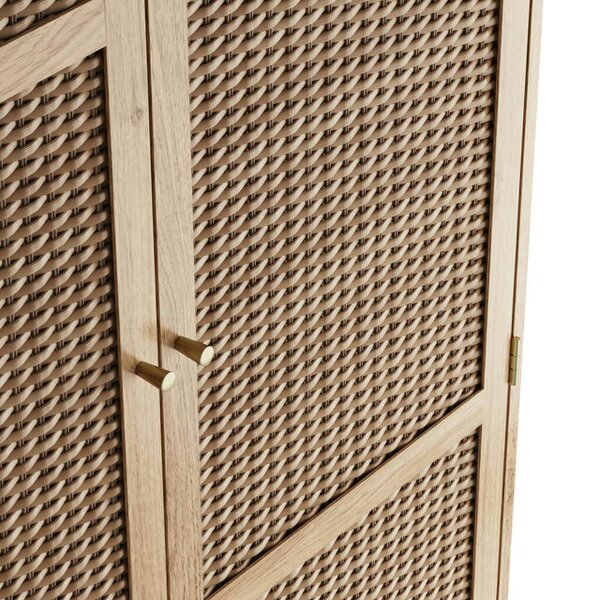 Wyld Haus Waterford Oak Wood and Rattan 2 Door Wardrobe