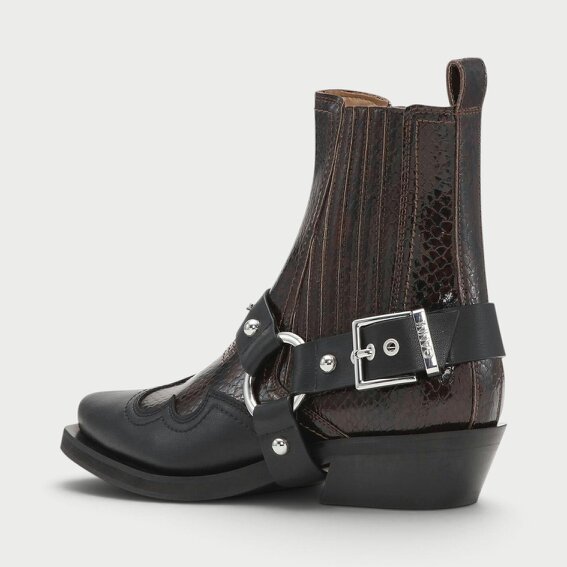 GANNI Low Cut Western Chelsea Cowboy Boots Dark Burgundy